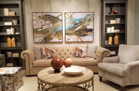 Neutral living room with large art