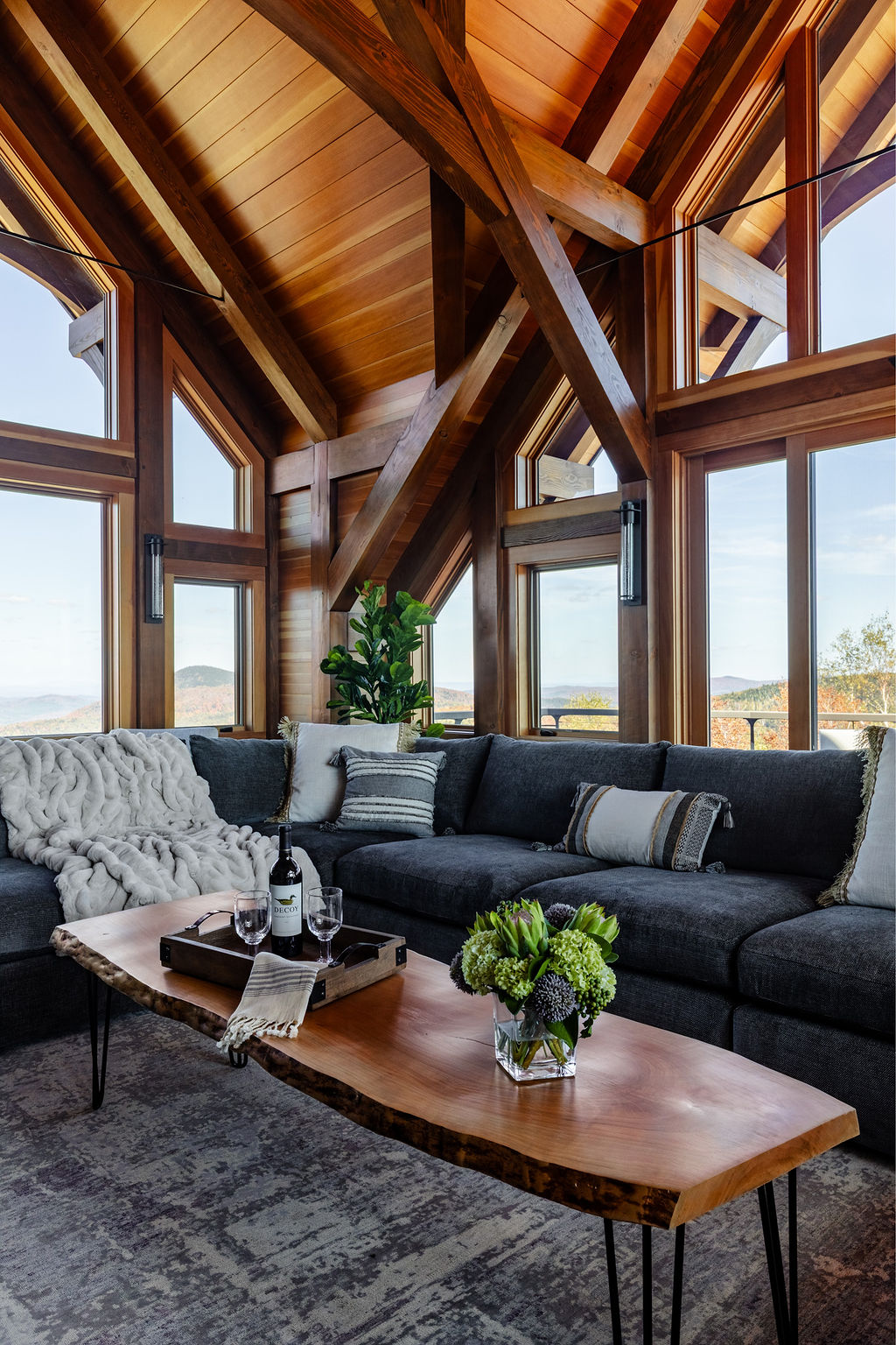 Bring the outside in vermont mountain landscape and natural elements including live edge table